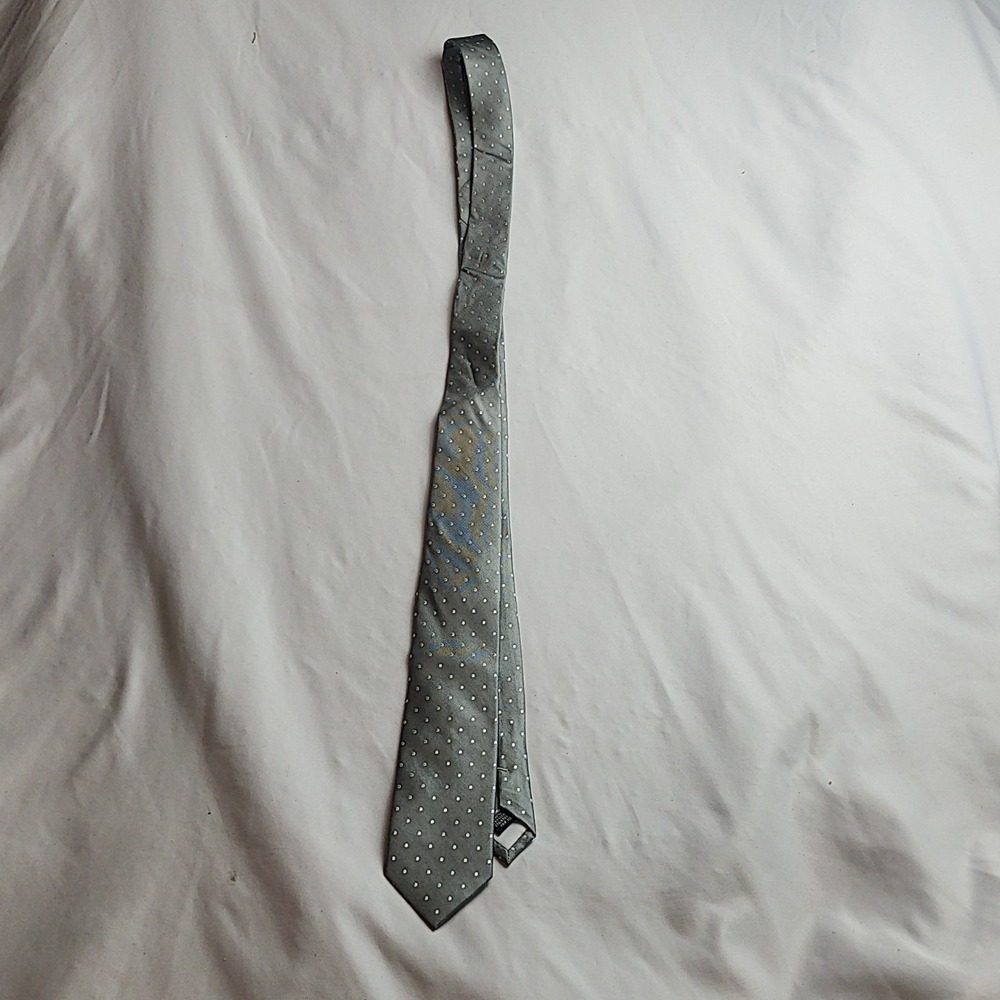 The Tie Bar Show Me Your Mumu Necktie Sage Green Polka Dot Silk Men's